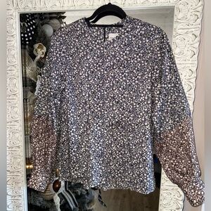Fabiana Pigna • Floral Long Puffer Sleeve Cotton Blouse